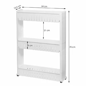 Storage cabinet on wheels Springos HA1010 with 3 shelves, white