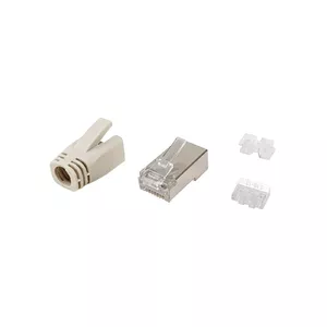 Equip Cat.6A RJ45 Shielded Plug Set 100pcs Stainless Steel Transparent White