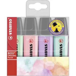 Marķieri Stabilo Boss Original Pastel komplekts — 4 gab., šķēpveida uzgalis, krāsas: lillā, mentola, rozā, tirkīza