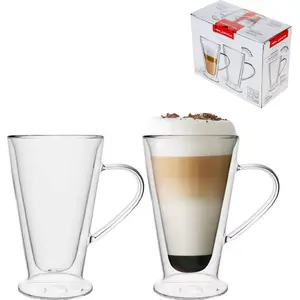 Thermal Glasses with Handle Florina Malachit double wall cone 400 ml set of 2