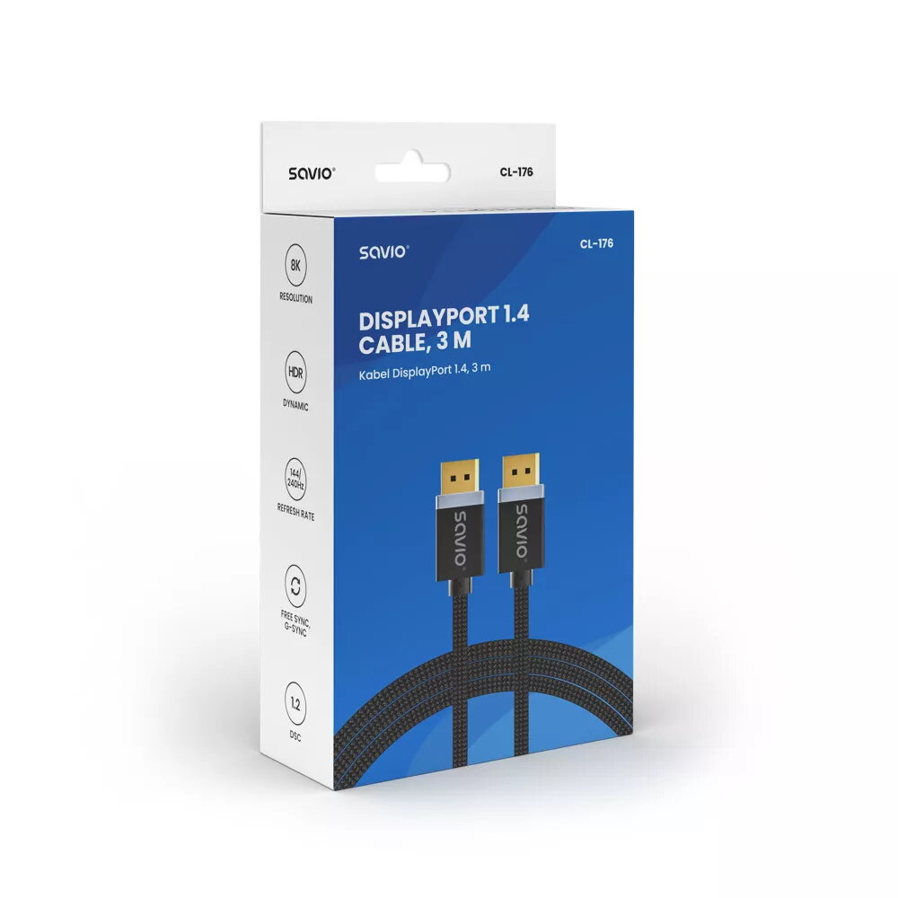 DisplayPort kabelis SAVIO CL-176 3 m Photo 3