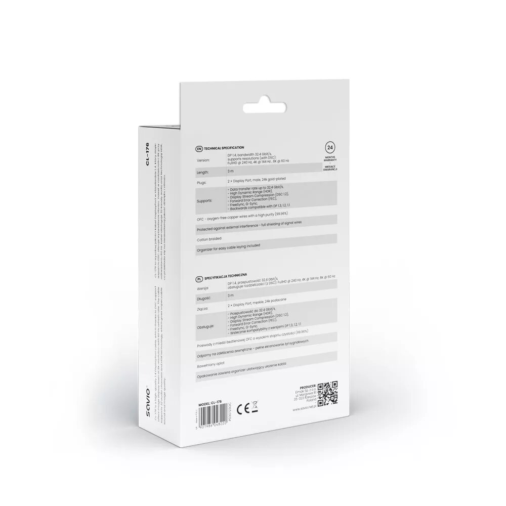 DisplayPort kabelis SAVIO CL-176 3 m Photo 4