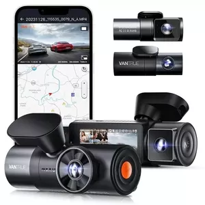 Car Video Recorder VANTRUE N5 Nexus 5 — 4-channel dash cam, 2592×1944 main, 160° front/interior, GPS, Wi‑Fi, IPS display, MicroSD up to 512 GB