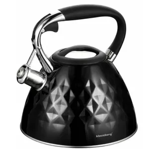 Klausberg KB 7455 Traditional Stainless Steel Whistling Kettle, 3L, Black