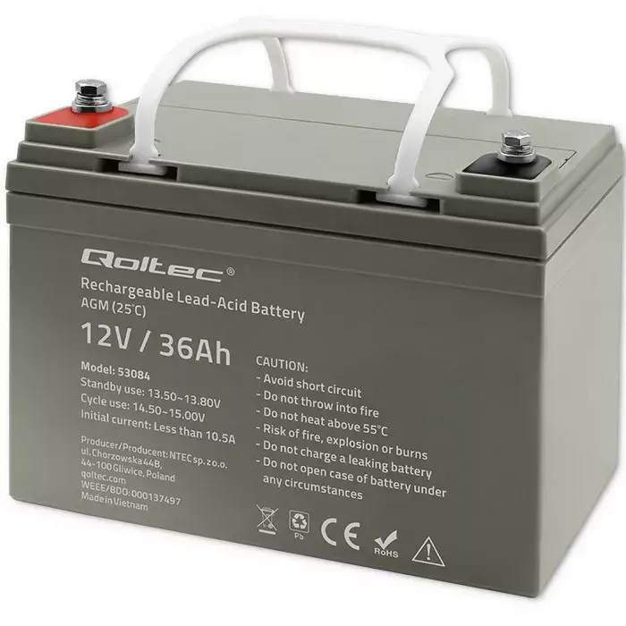 AGM UPS Battery QOLTEC 53084 12V 36Ah Photo 8
