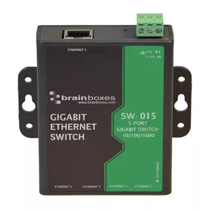 Brainboxes SW-015 сетевой коммутатор Неуправляемый Gigabit Ethernet (10/100/1000) Черный, Зеленый