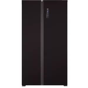 Freestanding Bomann Kombi SBS side-by-side refrigerator 442 L, black, fridge 291 L / freezer 151 L, NoFrost, LED touch display