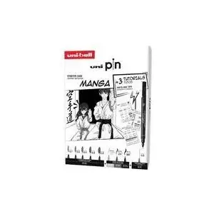 uni-ball uni pin MANGA Edition fineliners set — 9-piece case with 5 uni pin fineliner pens and 3 brush-tip pens (CF PIN/8 002)