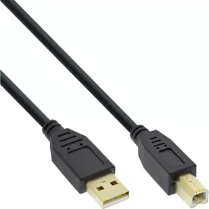 USB 2.0 cable A to B InLine 1 m, black, gold-plated contacts, 100 pcs bulk pack