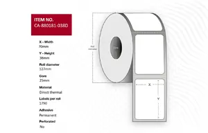 Capture CA-880181-038D Direct Thermal Printer Labels White Roll 7x3.8 cm 21480 pcs