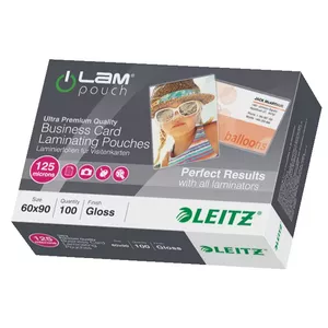 Laminator pouches LEITZ 73690002, transparent glossy PET/EVA, 68 x 98 mm, pack of 100