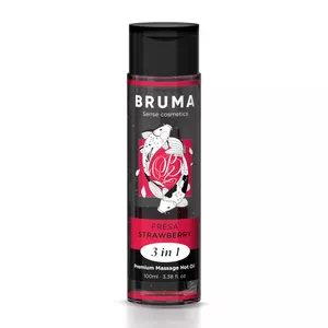 Massage oil BRUMA PREMIUM STRAWBERRY 3 in 1 100 ml — BRUMA premium strawberry 3-in-1 massage oil, 100 ml