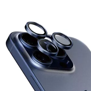 PanzerGlass Hoops Kameras objektīva aizsargstikls iPhone 15 Pro 15 Pro Max Zils titāns Izturīgs pret skrāpējumiem un triecieniem