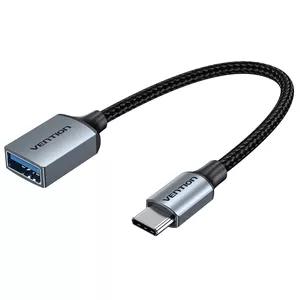Vention USB 3.2 Gen 1 (USB 3.0) C vīrietis — A sieviete OTG kabelis 0.15 m, pelēks, alumīnija korpuss