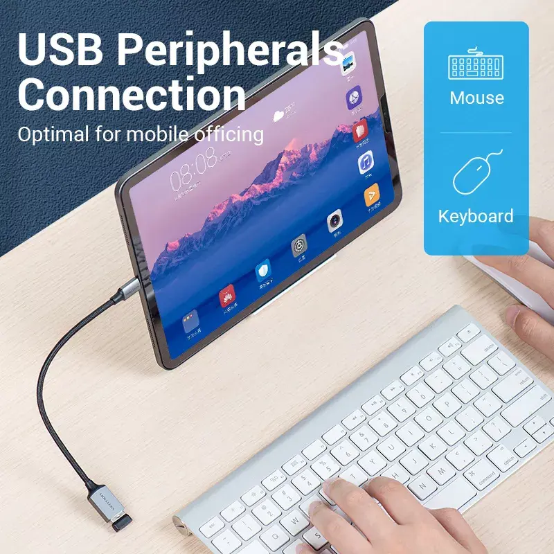 Vention USB C vīrietis — A sieviete OTG kabelis 0,15 m Photo 4