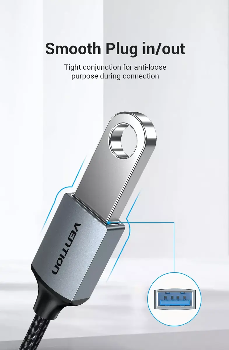 Vention USB C vīrietis — A sieviete OTG kabelis 0,15 m Photo 11