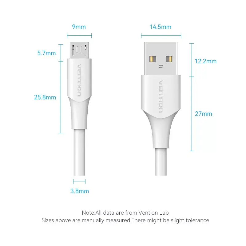 USB kabelis Vention USB 2.0 A Male uz Micro-B Male 2A 1M Photo 13