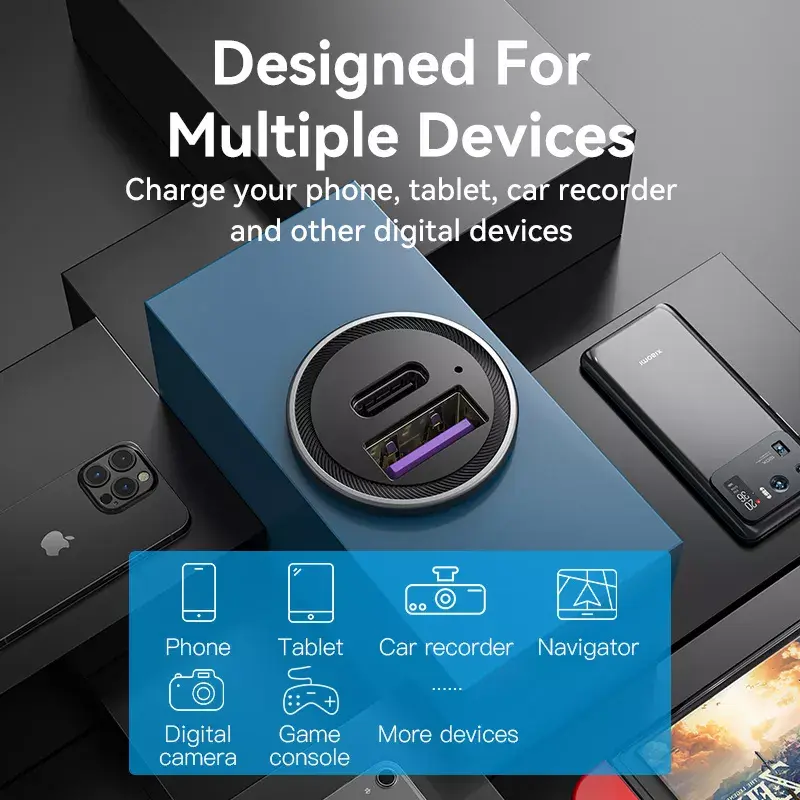 Auto lādētājs Vention Two-Port USB A+C(18/20) Photo 15