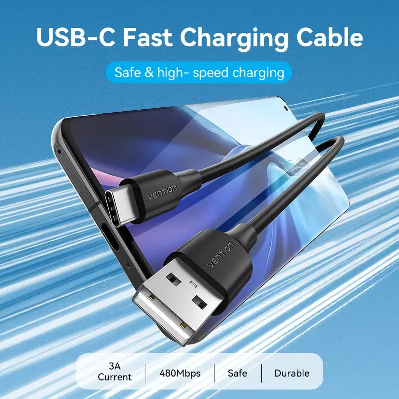 Vention USB 2.0 A Male to C Male 3A Cable Photo 5