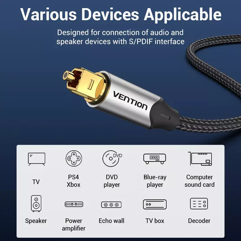 Optiskais audio kabelis Vention 3 m TOSLINK Photo 10