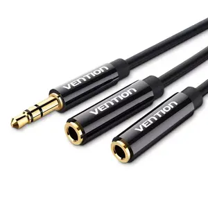 Vention 3.5mm Male uz 2*3.5mm Female Stereo Splittera Kabelis 0.3M Melns ABS