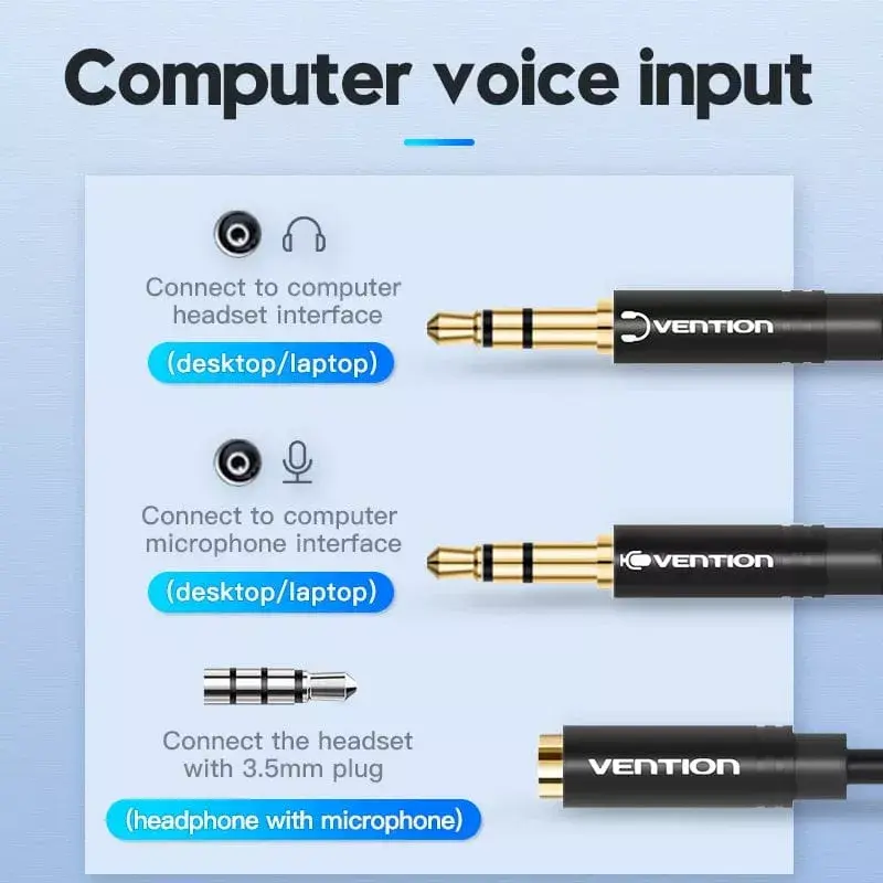 Vention audio adapteris 2×3.5 → 4‑polu 3.5 mm, 0.3 m Photo 2