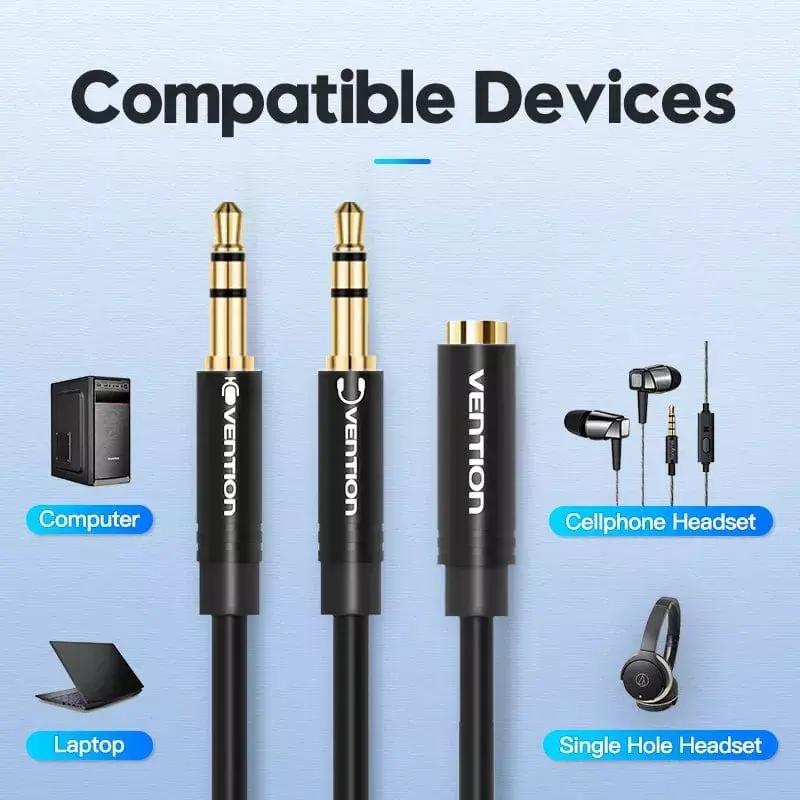 Vention audio adapteris 2×3.5 → 4‑polu 3.5 mm, 0.3 m Photo 5