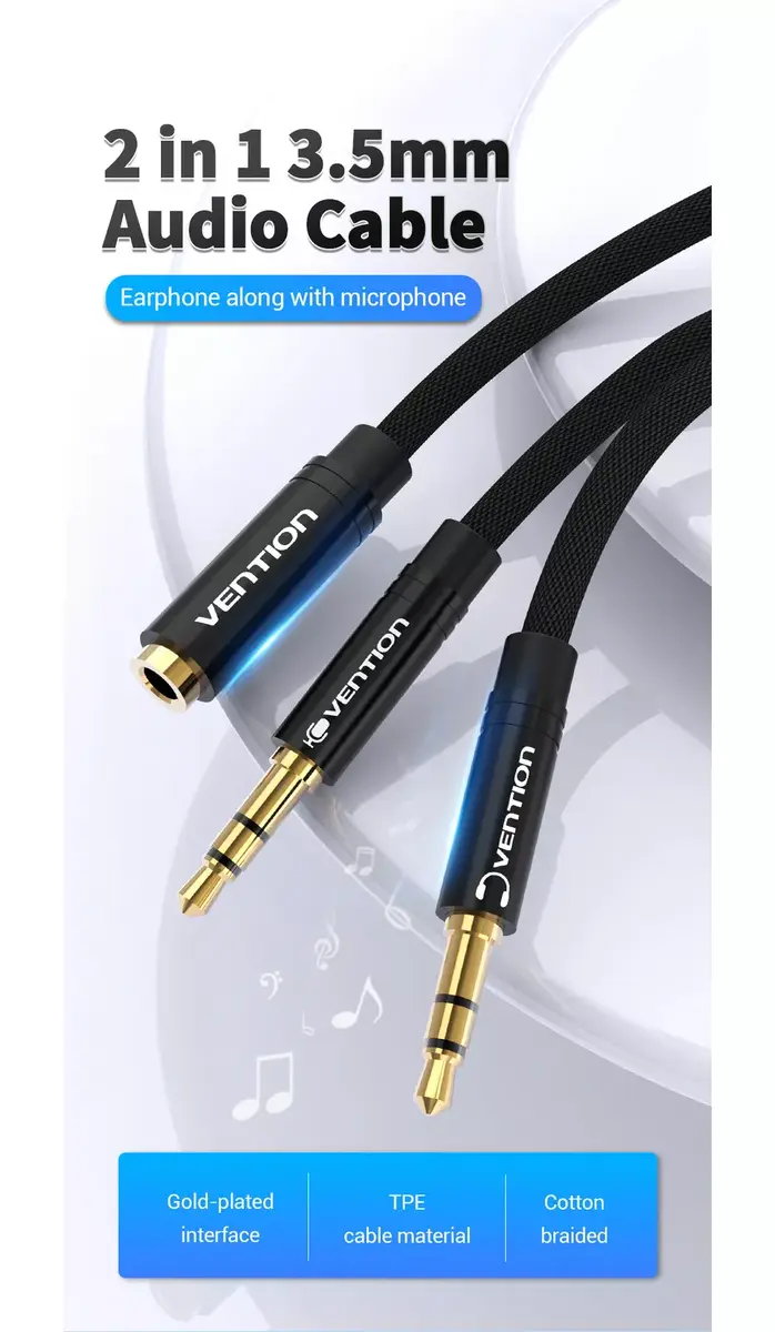 Vention audio adapteris 2×3.5 → 4‑polu 3.5 mm, 0.3 m Photo 11
