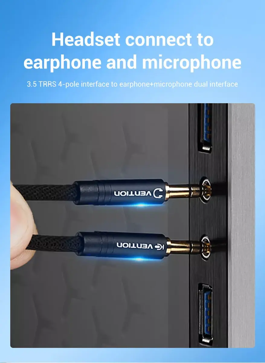 Vention audio adapteris 2×3.5 → 4‑polu 3.5 mm, 0.3 m Photo 12