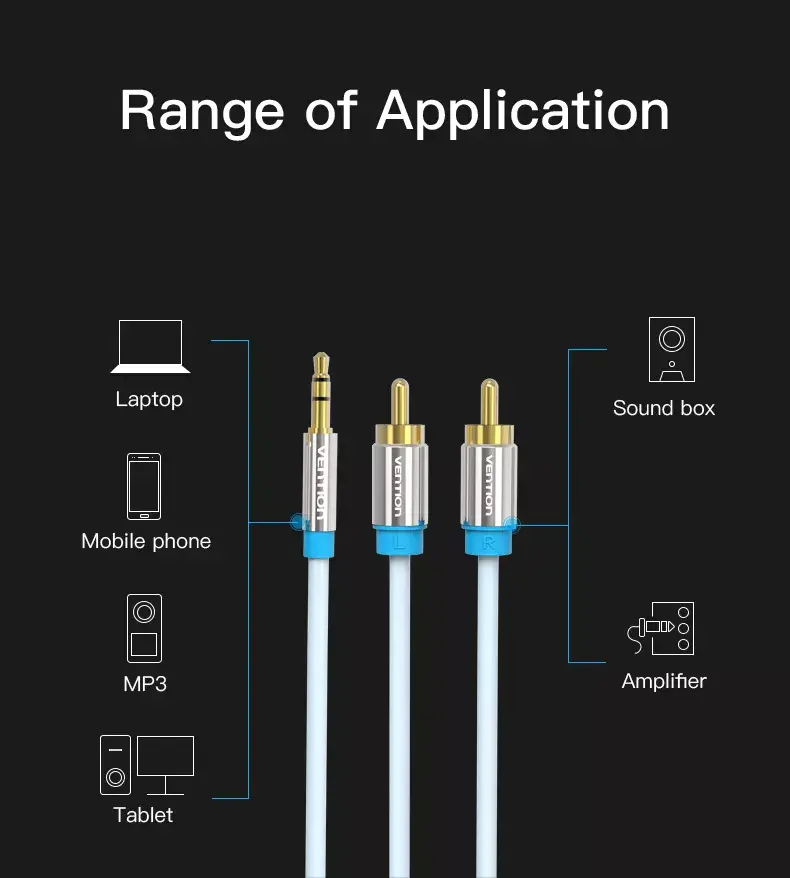 Vention 3.5mm to 2×RCA audio cable 3 m Photo 10