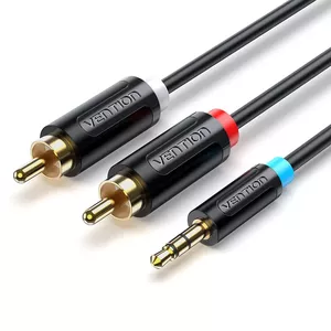 Vention 3,5 mm vīrietis uz 2× RCA vīrietis adaptera kabelis, 2 m, melns