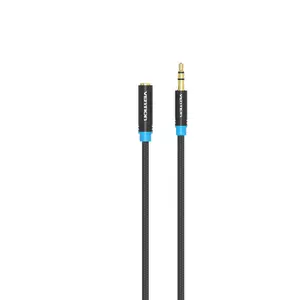 Audio pagarinājuma kabelis Vention 3.5 mm 1.5 m, vīrietis–sieviete, kokvilnas pinums, melns metāla apdare