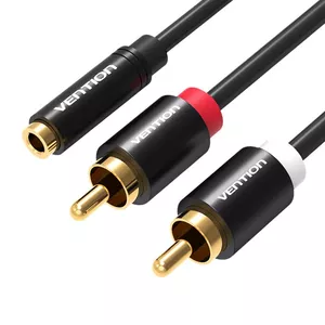3,5 mm sieviešu uz 2x RCA vīriešu audio kabelis 1 m Vention VAB-R01-B100 Black