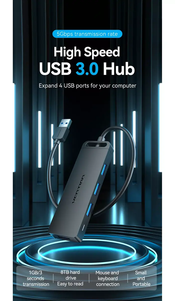 Vention 4-Port USB 3.0 Hub With Power Supply Photo 18