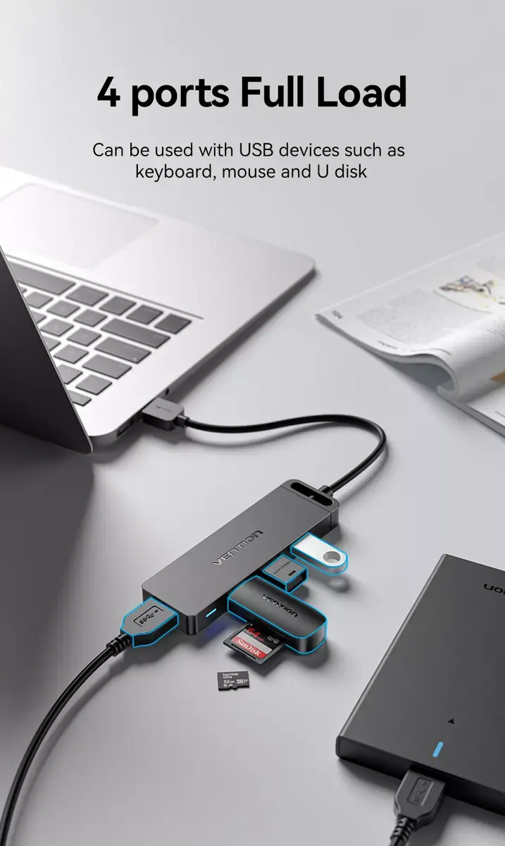 Vention 4-Port USB 3.0 Hub With Power Supply Photo 22
