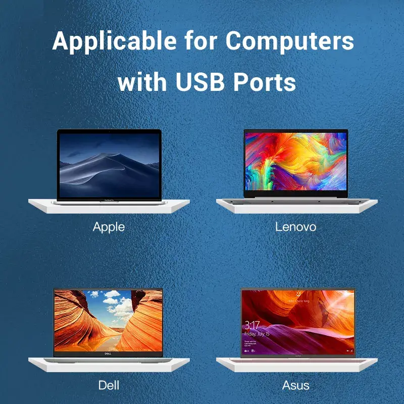 Vention USB 2.0 3‑vietu hubs ar 100M Ethernet Photo 12