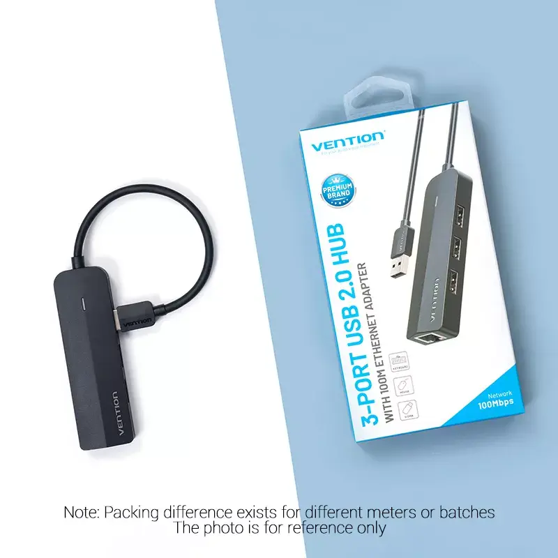 Vention USB 2.0 3‑vietu hubs ar 100M Ethernet Photo 17