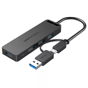 USB-концентратор Vention 4 порта USB 3.0 с host USB-C и USB-A, Micro-USB, 5 Гбит/с, 5В/2А, ABS, кабель 0.15 м