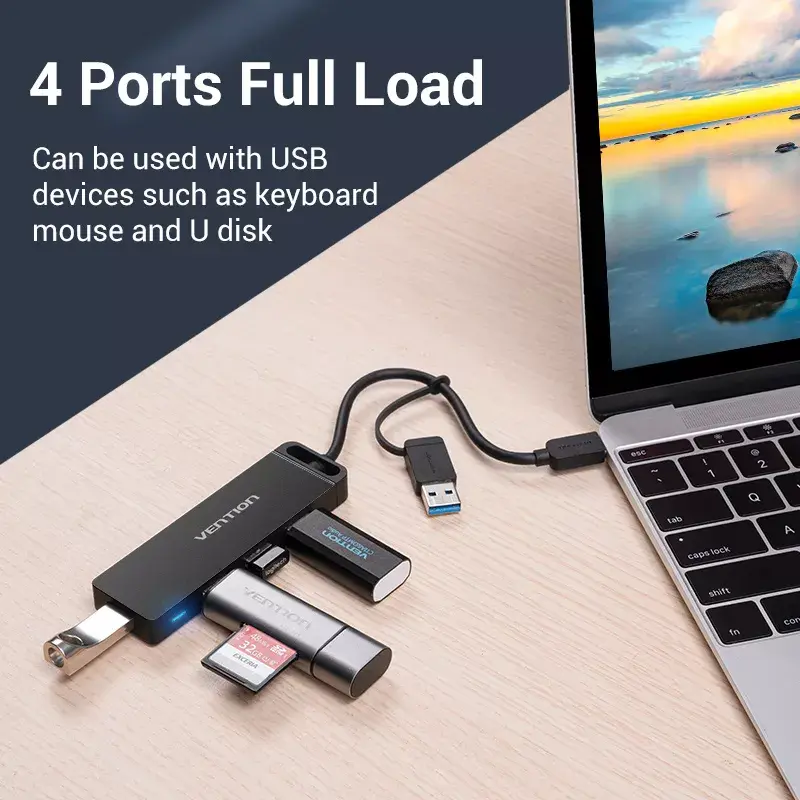 Vention 4-portu USB 3.0 koncentrators ar USB-C/USB-A Photo 7