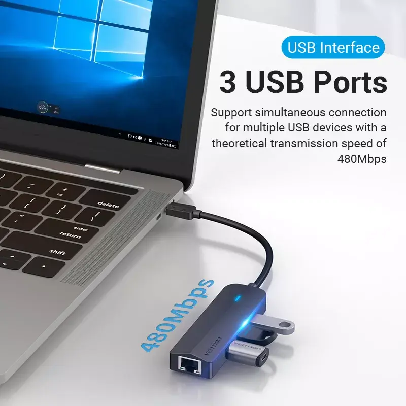 Vention USB-C на USB 2.0*3/RJ45/Micro-B HUB Photo 6