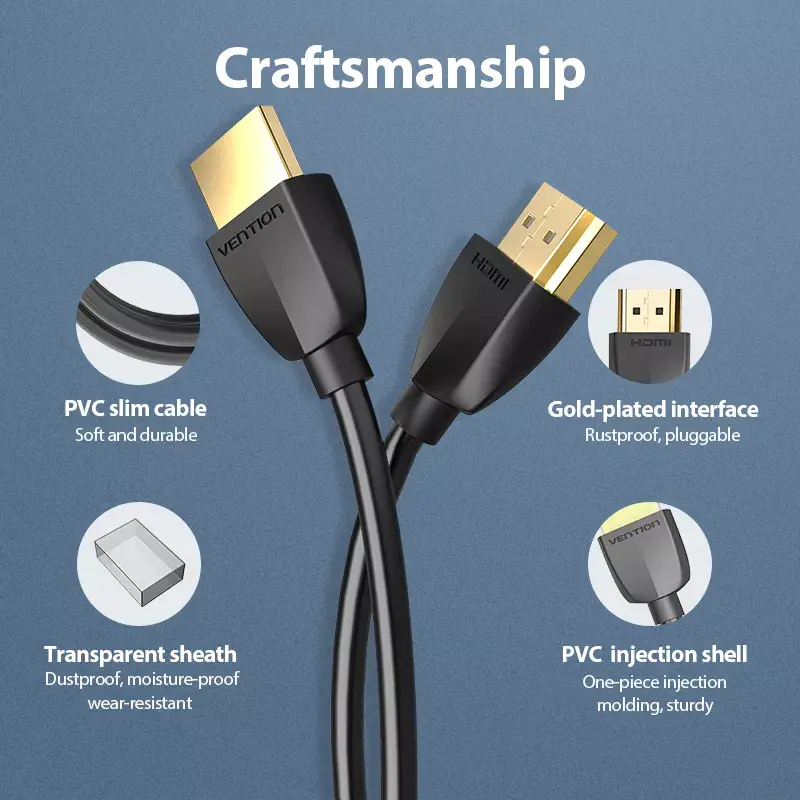 Vention Portatīvais HDMI kabelis 1M Photo 8