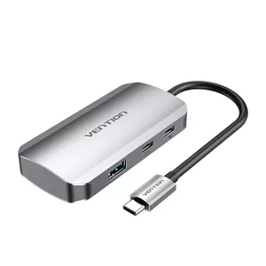 Vention USB-C to USB-C Gen 1/USB3.0x3/PD Hub 0.15M Gray Aluminum Alloy Type