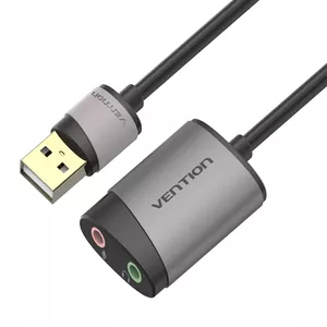 Ārējā USB skaņas karte Vention CDKHB — 16 bitu, 44.1–48 kHz, 0.15 m kabelis, pelēks metāls