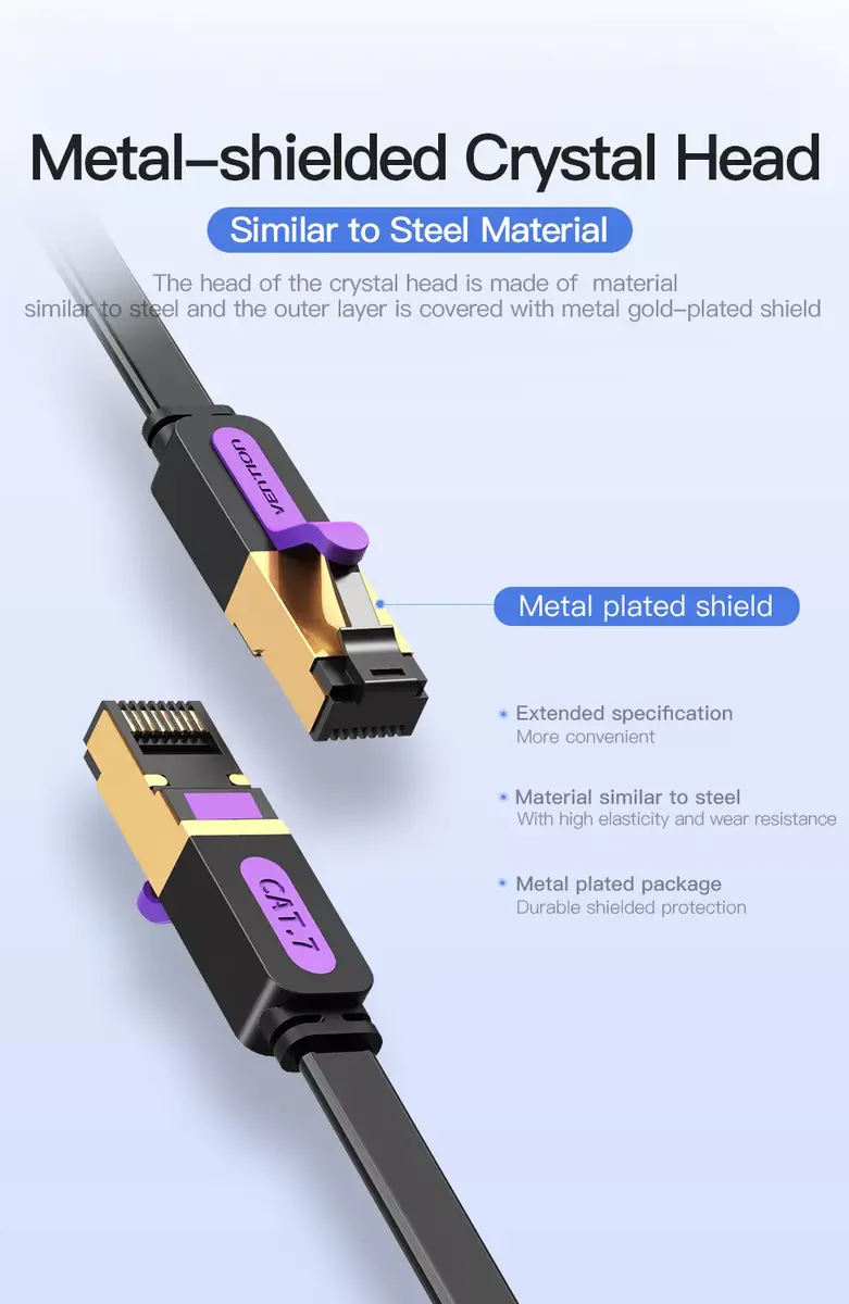Tīkla kabelis Vention Flat Cat.7 Patch Cable Photo 16