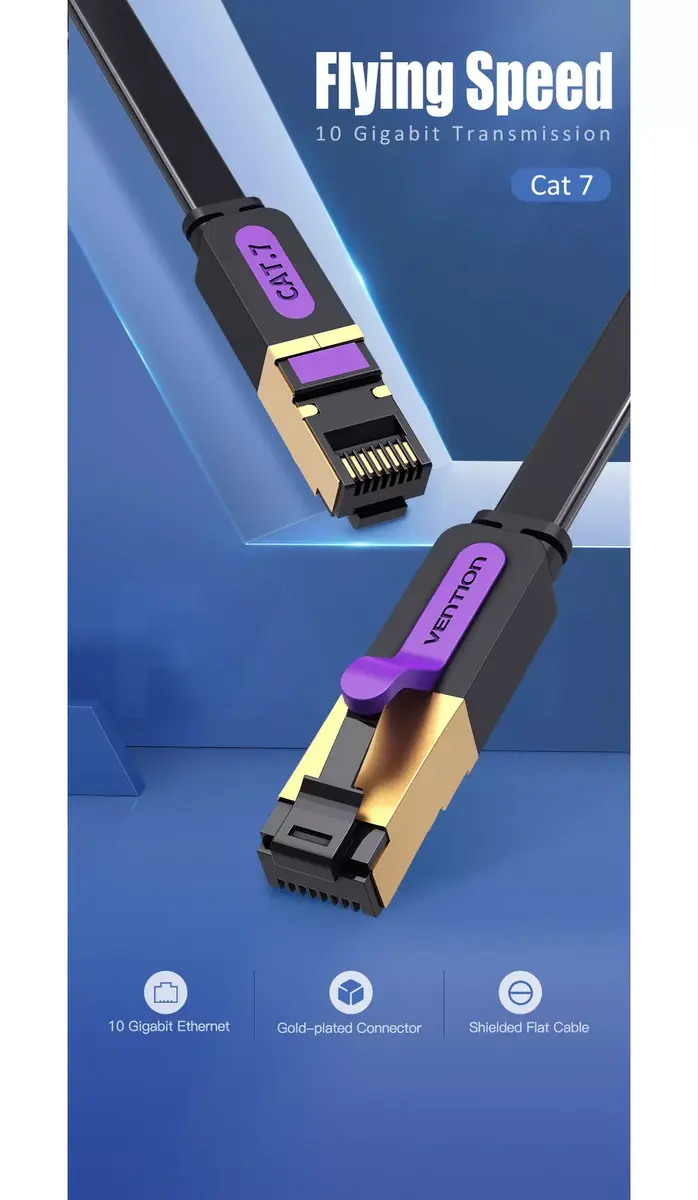 Tīkla kabelis Vention Flat Cat.7 Patch Cable Photo 11