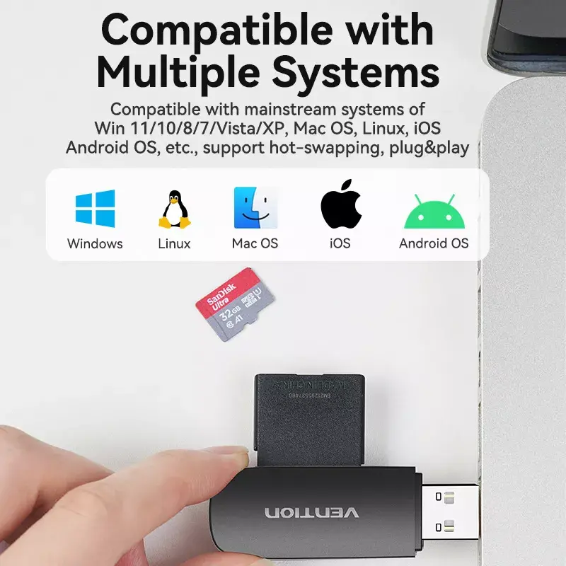 Vention CLEB0 2-in-1 USB 2.0 karšu lasītājs Photo 9