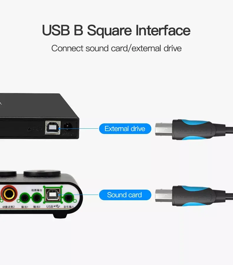 Vention USB2.0 A Male to B Male Print Cable 1M Photo 5
