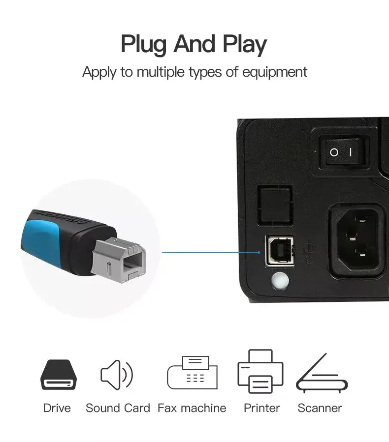 Vention USB2.0 A Male to B Male Print Cable 1M Photo 10