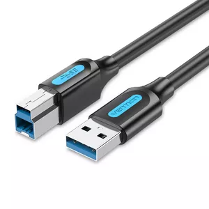 Vention USB 3.0 A to B Cable 3 m — USB 3.2 Gen 1 (5 Gbit/s), Black, Nickel‑plated Connectors