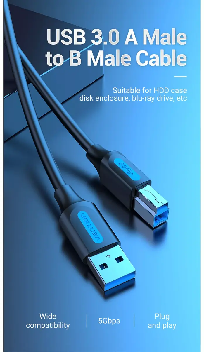 Vention USB 3.0 A–B kabelis 3 m Photo 11